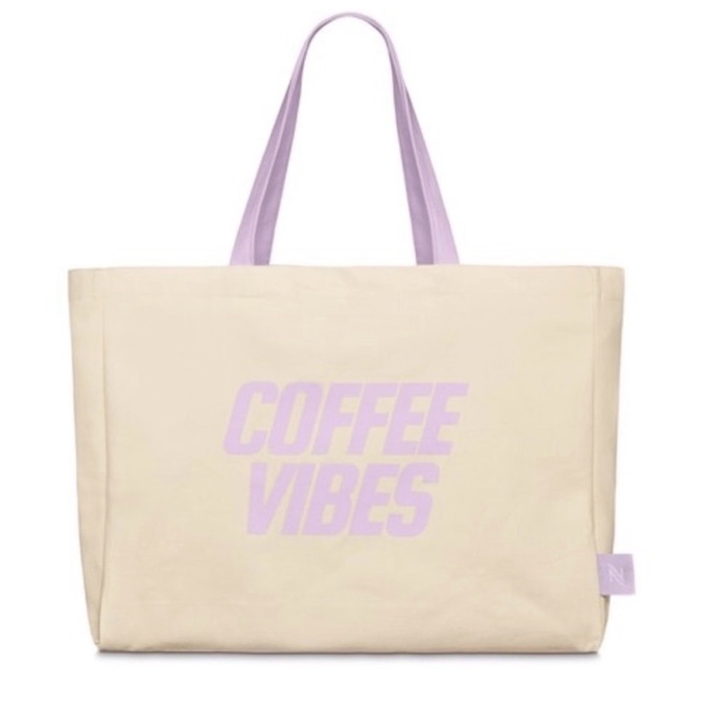 NWT Limited Edition Nespresso Coffee Vibes Cream & Lavender Tote Bag